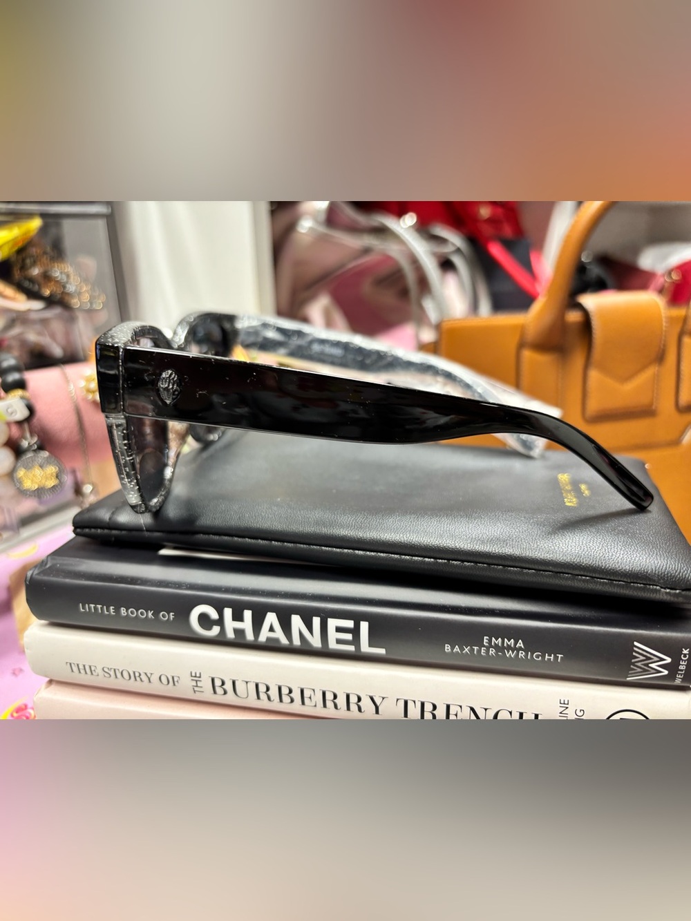 Kurt Geiger London Black Glitter Wayfarer Sunglasses - Picture 4 of 9